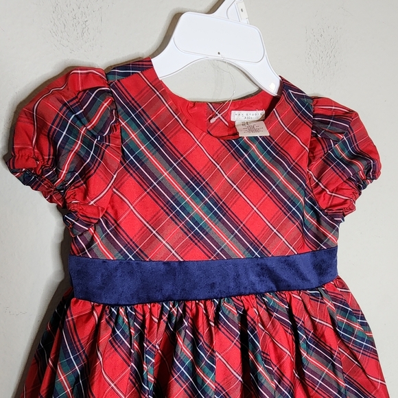 Max Studio Kids Red Christmas Plaid Sateen Dress Velvet Bow Size 6 New - Picture 14 of 14